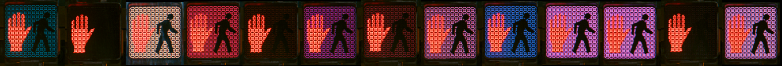 Crosswalk lights begin shining a random color